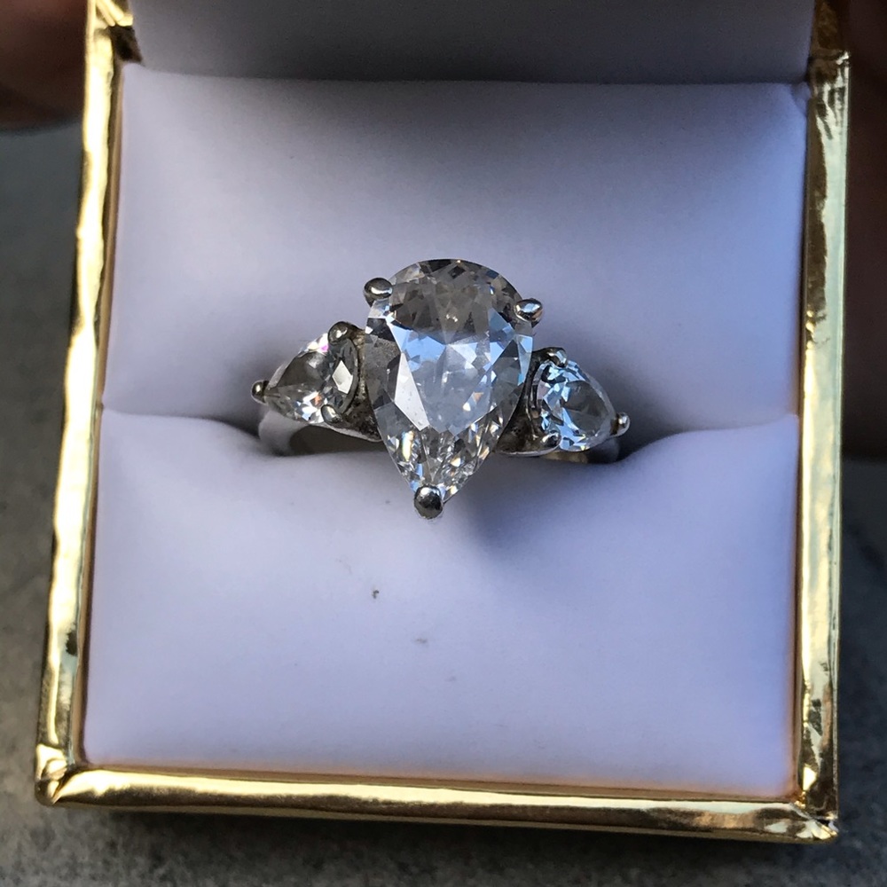 CZ Diamond Engagement Sterling Silver Ring
